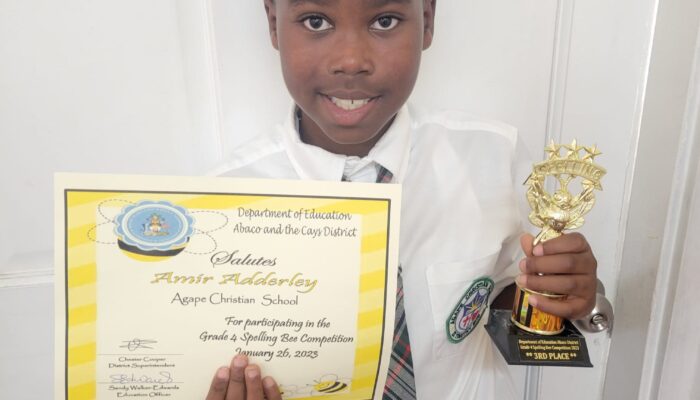 Fourth-grade student earns third-place trophy at Abaco District Spelling Bee Competition