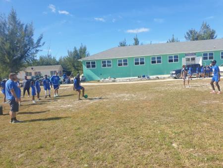 High school students play kickball at Camp Abaco during the 2022-2023 Spiritual Emphasis Week.