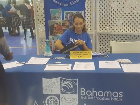 Career Fair in Gym - Bahamas Technical and Vocational Institute (BTVI) Booth