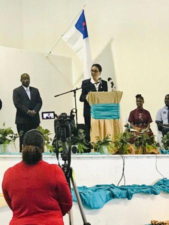 Dame Marguerite Pindling visits Grace Gym in Marsh Harbour, Abaco